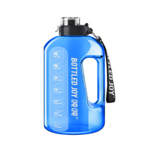 Food Safe Half Gallon (1.5L) | Large Water Bottle with Time Marker | Clear Gym Water Jug with Rope